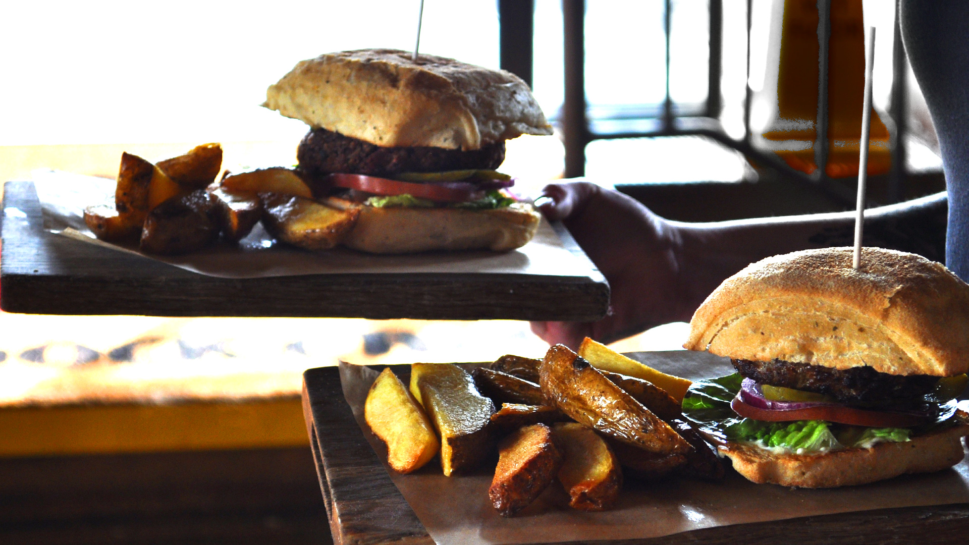 Burgers at Mud Dock Café in Bristol