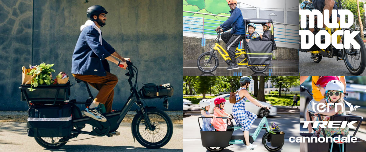 Cargo bikes by Cannondale, Trek and Tern at Mud Dock in Bristol