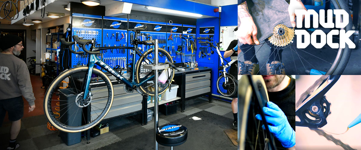 Bike servicing and repair at Mud Dock, Bristol.